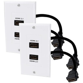 tunghey 2-Pack 2-Port 8K HDMI Wall Plate in White with 8K 60Hz and 4K 120Hz (HDMI Outlet, HDMI Wall Outlet, HDMI Box Supporting VRR, ALLM and HDR) (2Pack 2Port)