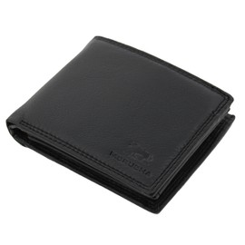 MORUCHA Mens RFID Blocking Real Leather Trifold Passcase Wallet M55 (Black)