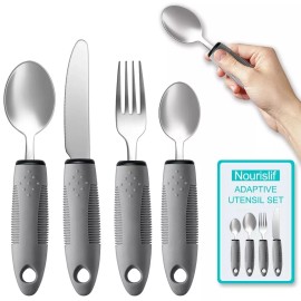 Nourislif Adaptive Utensils Adaptive Utensils 4pcs for Hand TremorsElderly ArthritisPar..