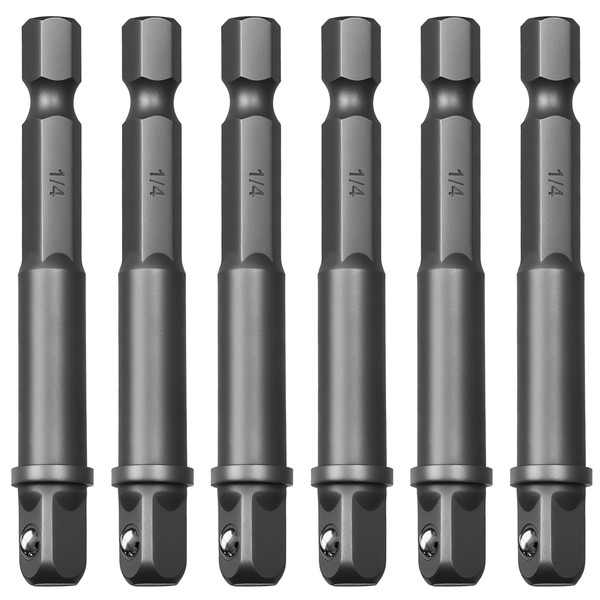 6 Pack 1/4 inch Square Socket Adapter Bits,1/4 inch Hex