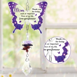 PRSTENLY Mum Gifts, Butterfly Crystal Suncatcher Birthday Gifts for Mum, Unique Mothers Day Presents from Daughter Son on Valentines Christmas, Ideal Mothers Gifts on Her Birthday