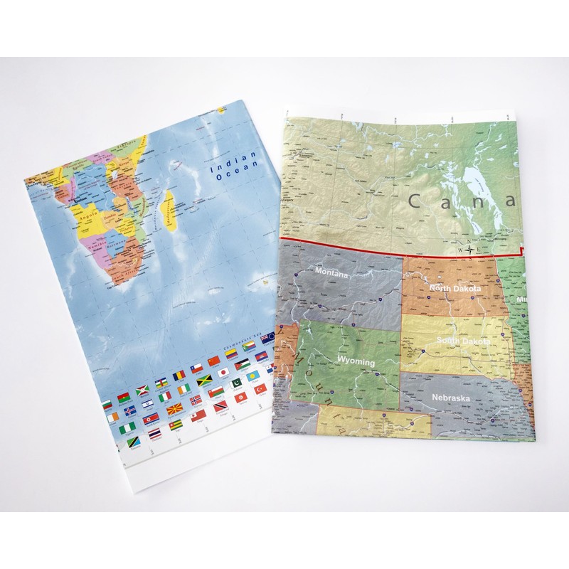 27.5x39.3 World and USA Two Wall Map Set (Paper Folded),
