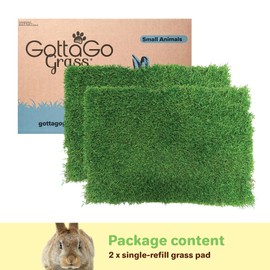 Gotta Go Grass for Small Animals – Natural Real Grass Bedding & Pet Resting Pad, Grass Potty Pad for Rabbits, Guinea Pigs, Hamsters, and Small Pets, Odor Absorbent Grass Mat (Refill 2-Pack 16" x 24")