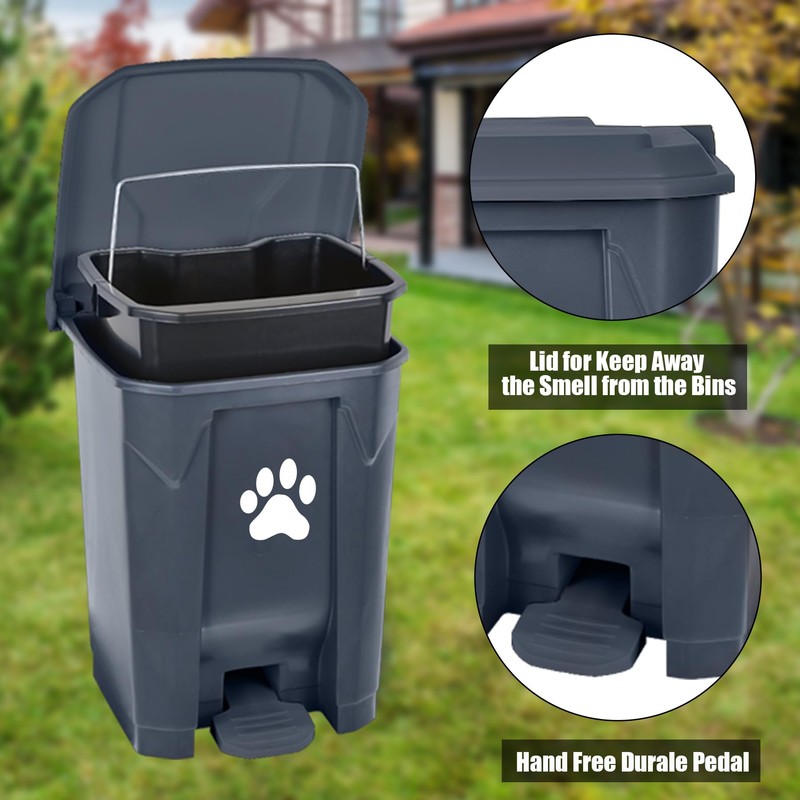 tebiete Dog Poop Trash Can Outdoors Pet Waste Station with