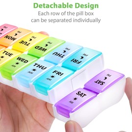 Opret Pill Box Organiser 7 Day for AM PM, Pill Dispenser Weekly Twice a Day with Removable Compartments for Vitamins Fish Oils Supplements Medication BPA Free