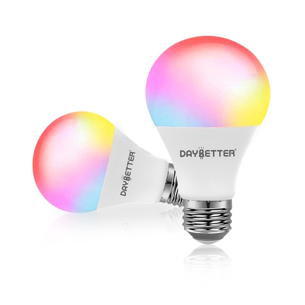 DAYBETTER Smart Light Bulbs, LED Light Bulb, Alexa Light Bulb, WiFi Color Changing Light Bulb, Smart Bulbs That Work with Alexa & Google Home, Music Sync, A19/E26 9W 810LM Smart Home Lighting, 2 Pack