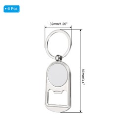 PATIKIL Sublimation Blanks Keychains, 6 Pcs Metal Circular Bottle Opener Blank Key Rings Heat Transfer Keychains for DIY Crafts Photo Nameplate Friends Families, Silver Tone, Style 3