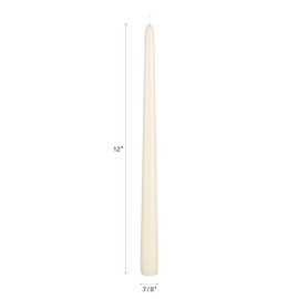 Mega Candles 12 pcs Unscented Ivory Taper Candles, Hand Poured Wax Candle 12 Inch x 7/8 Inch, Home Décor, Wedding Receptions, Centerpieces, Birthdays, Celebrations, Romantic Events, Holders