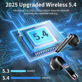 Jxrev Wireless Earbuds, Bluetooth Headphones HiFi Stereo, in Ear Earphones with ENC Noise Cancelling Mics, USB C Charging, Waterproof Headset with LED Display, Playback Ear Buds with Mini Case