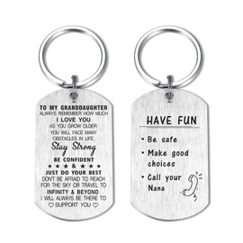 DEGASKEN My Granddaughter Gifts from Nana, Special Granddaughter Keyring for Christmas, Stainless Steel Keychain