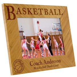 Coach Sports Themed Picture Frames - Include your Personal Text and 5 x 7" Photo (Basketball)