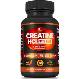 Creatine HCL Capsules with HMB - Workout Supplement for Men & Women, Muscle Builder, Endurance, Strength, Superior to Monohydrate: Instantized for Max Absorption, No Load, No Bloat, 180 Vegan Capsules