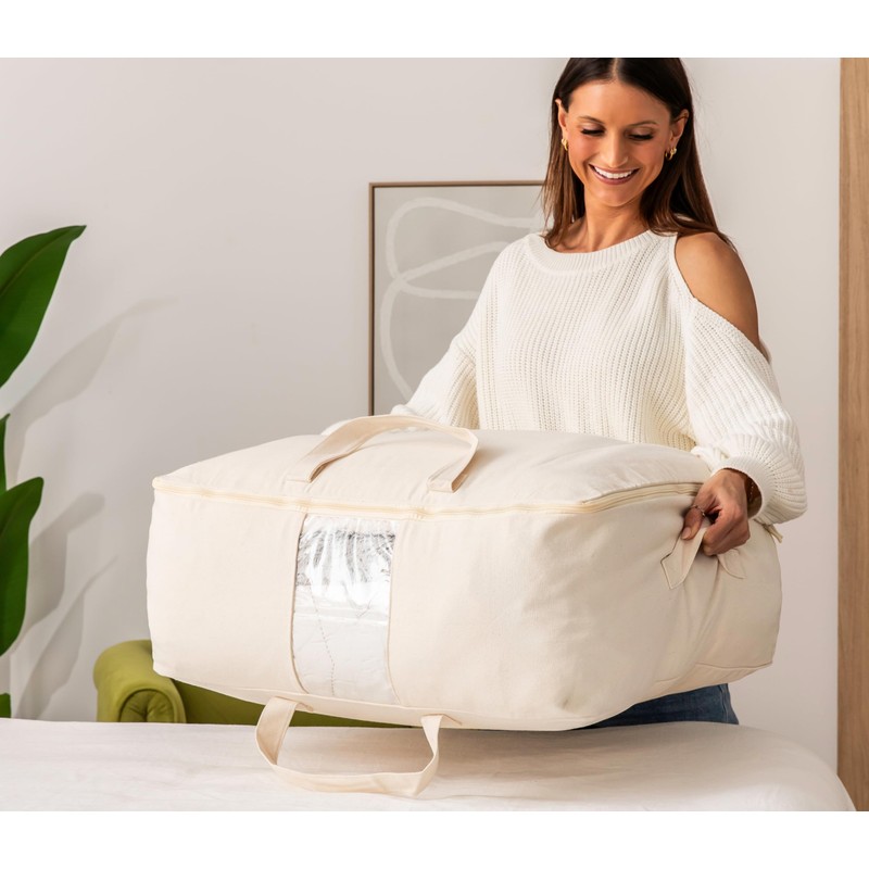 Soft Canvas Storage Bags with Zipper. Thick Breathable, 1pc King/Queen