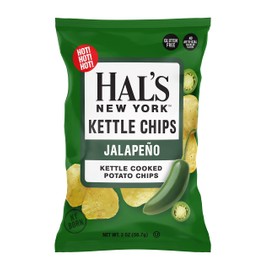 Hal's New York Kettle Cooked Gluten Free Jalapeno Flavored Potato Chip Crisps, 2 Oz (Pack of 6)