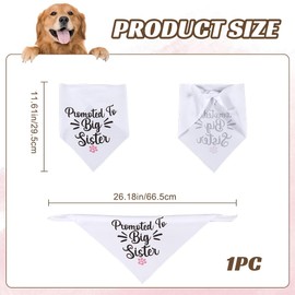 CRASPIRE Promoted to Big Sister Dog Bandana Paw Print Wedding Pet Bandana Washable White Triangle Pet Dog Scarf Engagement Wedding Photo Props Collars Accessories for Pet Dog Lovers Gifts