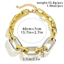 JAVARNV Chunky Gold Necklace Chunky Necklaces for Women Gold Statement Necklace Trendy Thick Chain Necklace Cuban Link Chain Necklace Punk Chain Choker Necklace Trendy Jewelry