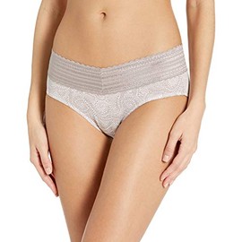 Warner's Women's No Pinching No Problems Dig-Free Comfort Waist with Lace Microfiber Hipster 5609J, White and Mink Swirl, XL