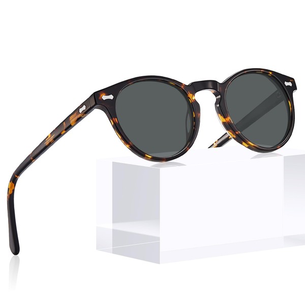 Carfia Women's Retro UV 400 Polarised Sunglasses with Acetate Frame for Driving, Fishing, Travel & Outdoors, A - Frame: Tortoiseshell; Lenses: Grey,