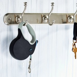 Unbranded 16' Nylon Reflective Retractable Dog Leash, Black, Medium