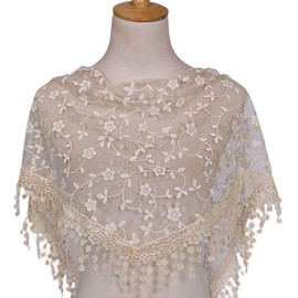 MAIRY Mantilla Catholic Women's Lace Scarf Veil Headscarf Stole Black White for Church Mass Latin Chapel Bride Mourning, De138012