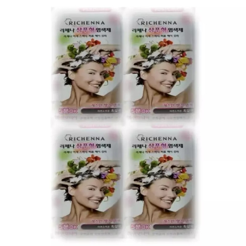 Recheine [셀러허브]리체나 샴푸형 염색제 80g 4개 자연스러운 흑갈색 (S39370439) Seller