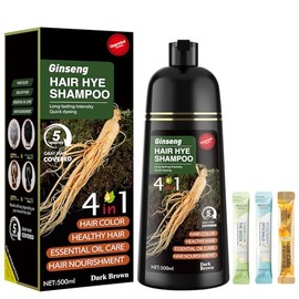 ZENITHGLO Dark Brown Hair Dye Shampoo 3 in 1 for Women & Men 100% Gray Hair Coverage - Herbal Ingredients Natural Plant Hair Color - Hair Dye in Minutes 17.6 Fl Oz