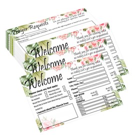 Trendsslabels Church Visitor Cards Eucalyptus Church Welcome Postcard 5 x 7Inch - Prayer Request Visitors and Prayer Request Note Church Connection Cards for Business Greeting Praying 50 Pcs