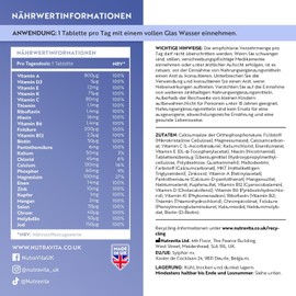 Multivitamin High Dose - 90 Vegan Tablets - 26 Valuable A-Z Vitamins and Minerals - Multi Vitamin Complex - Supports the Immune System - Laboratory Tested and No Additives - Nutravita