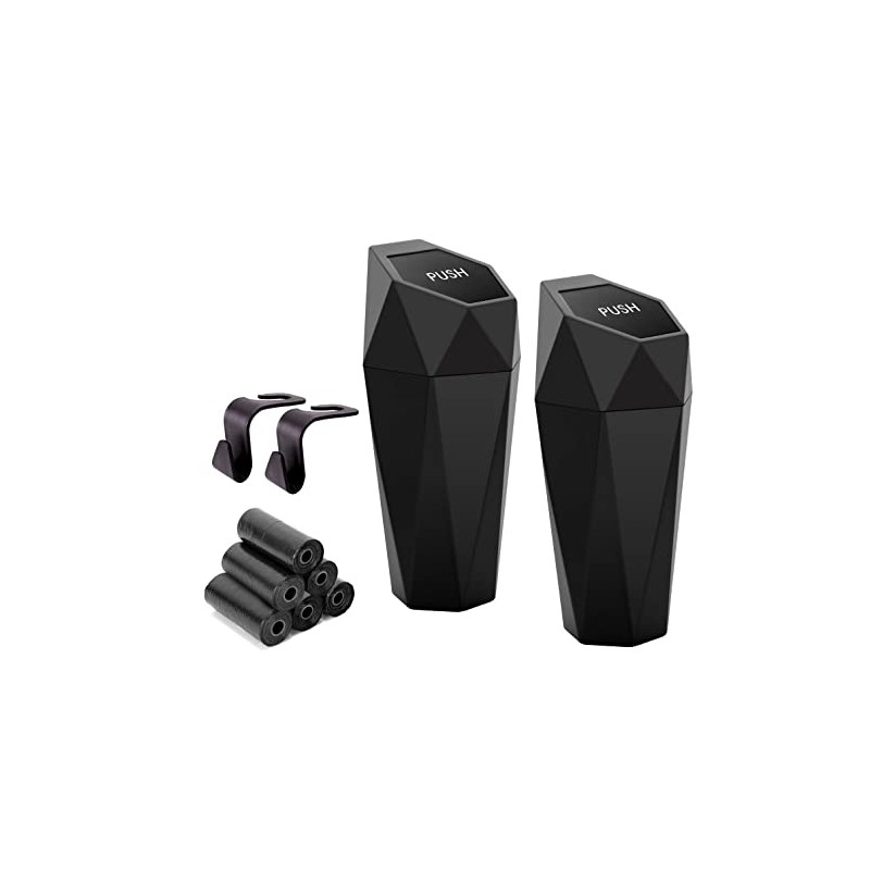 Ginsco Mini Car Trash Can with Lid - 2 Pack