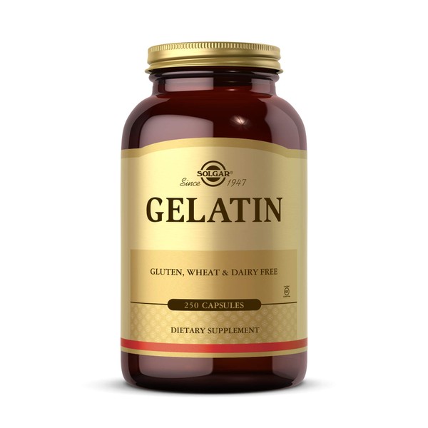 Solgar Gelatin 1680 mg, 250 Capsules - Natural Gelatin - Supports Bone, Joint & Skin Health - Gluten Free, Dairy Free - 83 Servings