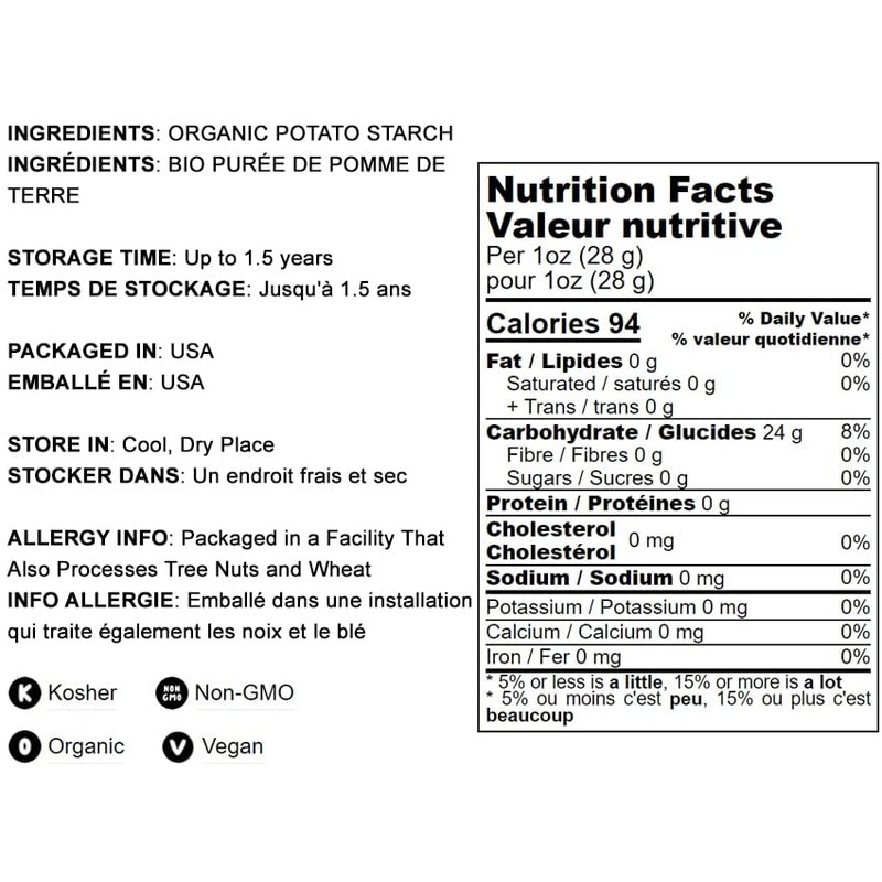 Food to Live Organic Potato Starch, 1 Pound - Unmodified