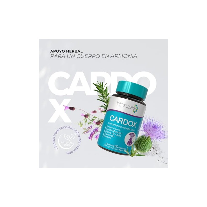 Biosuple Cardo Mariano Alcachofa Complejo Herbal Extractos Naturales Suplemento Alimenticio
