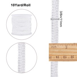 GORGECRAFT 10 Yards Polyester Woven Gimp Trim 3/8 inch Wide Braid Lace Trim Centipede Decorated Lace Ribbon for Costume DIY Crafts Sewing Jewellery Making Home Decoration (White)