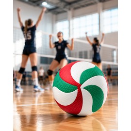 Model 5000 Size 5-Style Volleyball – PU Leather Training Ball for Indoor & Outdoor Practice with Optional Pump, Needle & Carry Bag