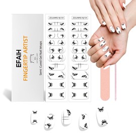 Semi Cured Gel Nail Strips & Wraps - 20PCS, UV/LED Lamp Required, Long Lasting DIY Manicure Kit, Salon Quality, Trendy Nail Art Designs (Butterfly)