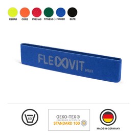 FLEXVIT Mini Fitness Band Set of 10 Power (Blue) - Fitness Bands for General Stabilisation Exercises, Stretching, Activation and Mobilisation, 6 Strengths, for Beginners and Professionals, Washable