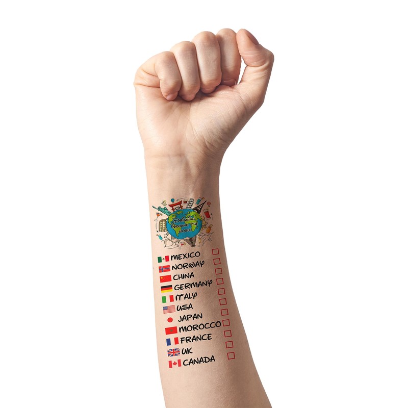 Drinking Around The World - Pack Of 4 Tattoo -