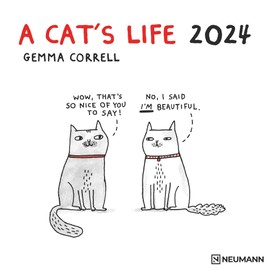 A Cat's Life 2024 - Wall Calendar - Brochure Calendar - 30 x 30 - 30 x 60 Open - Cats - Cartoon