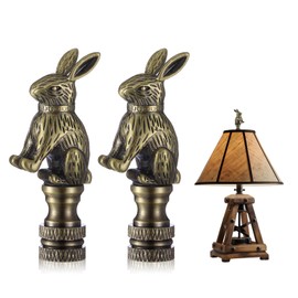 Chunful 2 Pack Rabbit Lamp Finials Decorative, Bunny Shade Antique Finial Lamp Toppers Screw Cap Knobs 1/4-27 Thread Decorative Knob Finials Accessories for Home Room