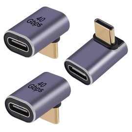 AITRIP Pack of 3 USB-C Adapters 40Gbps USB C 90° Adapter Type C, USB C Adapter Type C Female to Male USB C Angle Plug USB 4.0 40Gbps Data Transfer Charging Type C OTG Adapter for Laptop Tablet Phone