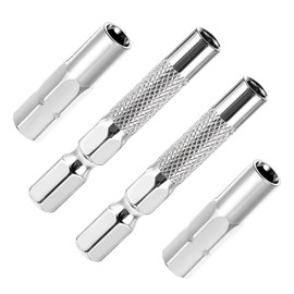 4 Pcs Drill Bit Adapter, 1/4 to 4mm Bit Adapter, Hex to 1/4 Drive Adapter, Magnetic Drill Adapter for Sockets and Precision Bits Set Screwdriver Converter