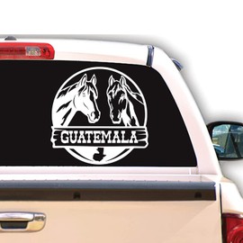 Guatemala Stickers para Carros Calcomanias para Autos con Caballos Guatemala Decals for Cars and Trucks Latin Heritage Western Style With Horses (12", White)