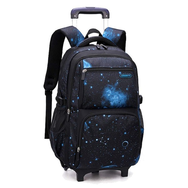 Boys Rolling Backpacks Kids'Luggage Wheeled Backpack for School Kids Trolley Bags Space-Galaxy Durable Roller Bookbag on 2 Wheels