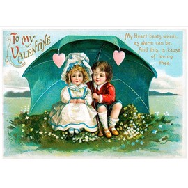 Unique Vintage Valentines Day Cards School Package - Hearts Beat Warm