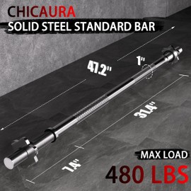 CHICAURA 47-Inch Standard Straight Barbell, 1-Inch Weight Bar
