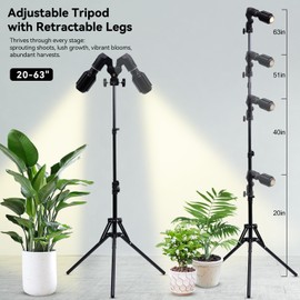 XINCLING 10W Spot Lights Indoor, 22-63.5” Adjustable Tripod & E26 Replaceable 15° to 60° Zoomable Plant Grow Light Bulb, Dimmable 6000K Up Light with Remote, Aluminum Floor Spotlight Indoor, Black