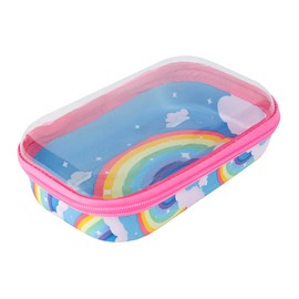 ZIPIT Estuche para lápices con tapa transparente para niñas, caja escolar adorable, organizador de papelería de gran capacidad, diseño arcoíris