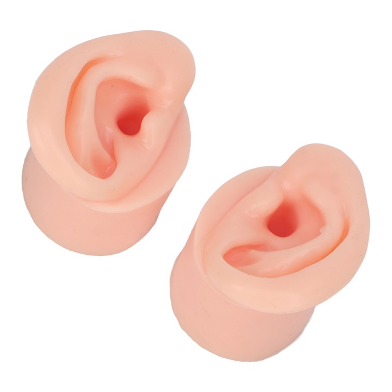 1 Pair Piercing Practice Ear Model Novice Soft Silicone Flexible