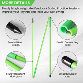 FINGER TEN Golf Alignment Sticks Rods Swing Trainer Tools 48 Inch 2 Or 3 Pack, Fits in Golf Bag Tour Stickers Practice Training Aid (2 Pack Green)