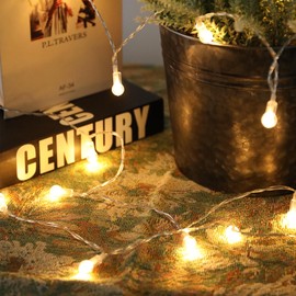 Vigdur Globe String Lights - Cute Decorative String Lights Battery Operated with 20 Mini Bead Bulbs, Indoor String Light for Outside Backyard Porch Balcony Party(Clear)